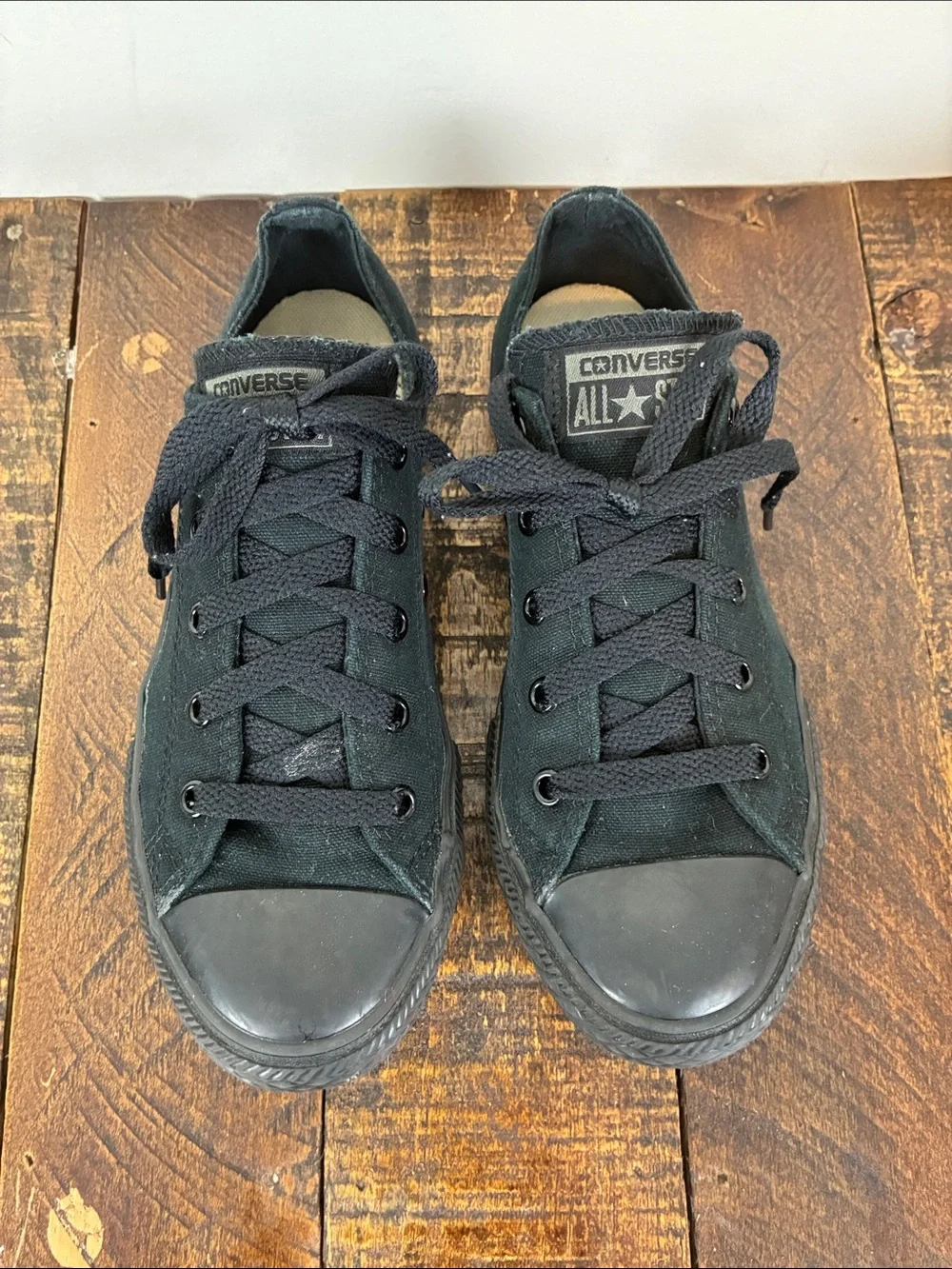 Converse Kids 3 All Black Low Top Canvas Sneakers Lace Up All Stars Chuck Taylor